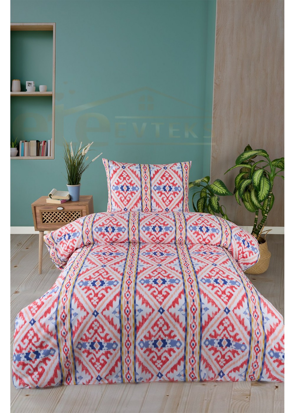 ETEHOMETEX Tek Kişilik Ranforce Pamuklu Lastikli Çarşaflı Nevresim Takımı RUG SOMON 8696474232048